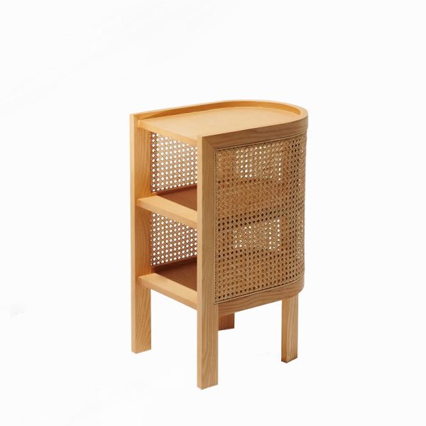 Traditional Rustic Wood Rattan Nightstand 2 - Cabinet For Bedroom - Image 17