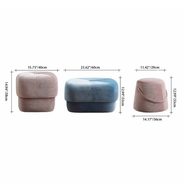 Modern Simplicity Round Square Fabric Sponge Footstool For Living Room - Image 4