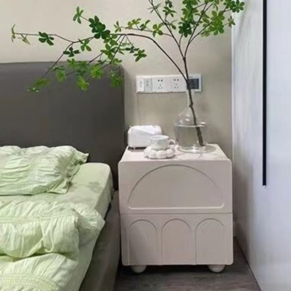 Contemporary Nordic Cube Square Medium Density Fiberboard Nightstand 2 - Drawer For Bedroom - Image 13