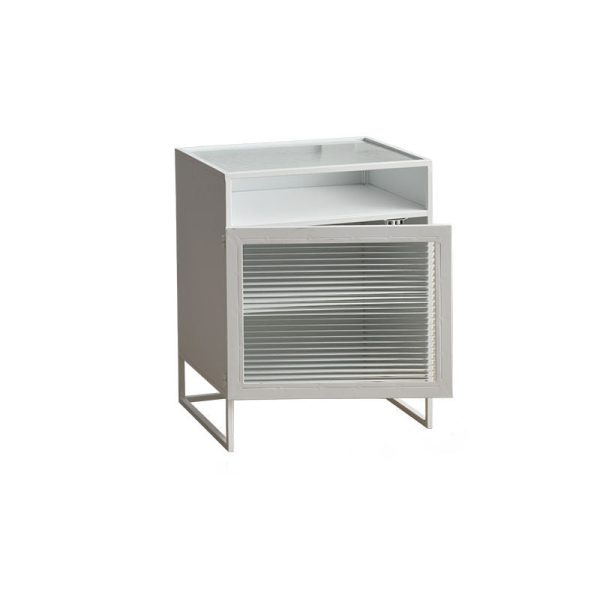 Modern Simplicity Cube Square Iron Glass Nightstand 3 - Cabinet For Bedroom - Image 15
