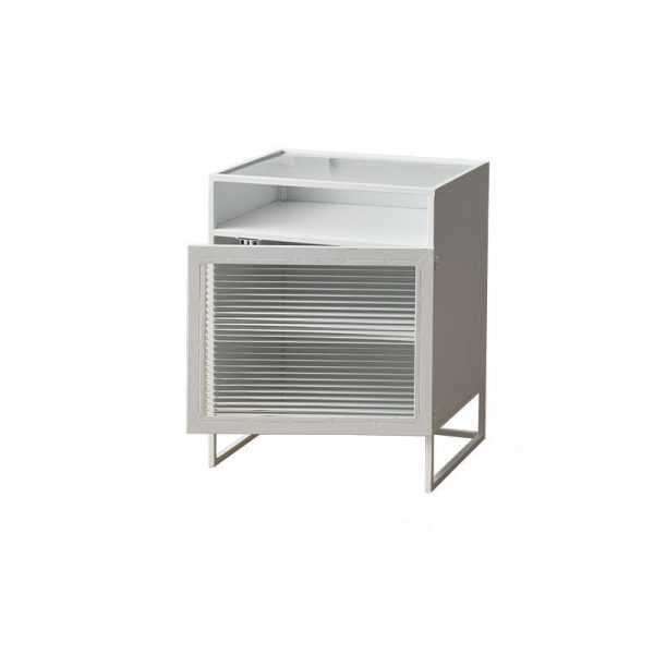 Modern Simplicity Cube Square Iron Glass Nightstand 3 - Cabinet For Bedroom - Image 17