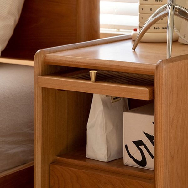 Contemporary Retro Cherry Wood Nightstand 1 - Cabinet For Bedroom - Image 6