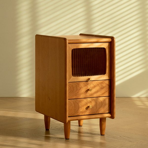 Contemporary Retro Cherry Wood Nightstand 1 - Cabinet For Bedroom - Image 20