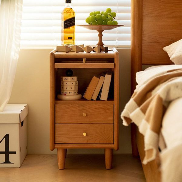 Contemporary Retro Cherry Wood Nightstand 1 - Cabinet For Bedroom - Image 2