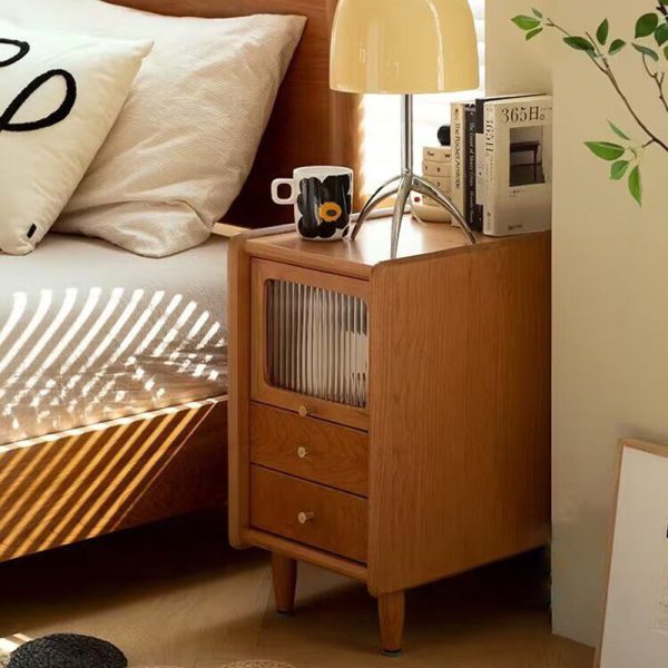 Contemporary Retro Cherry Wood Nightstand 1 - Cabinet For Bedroom - Image 15