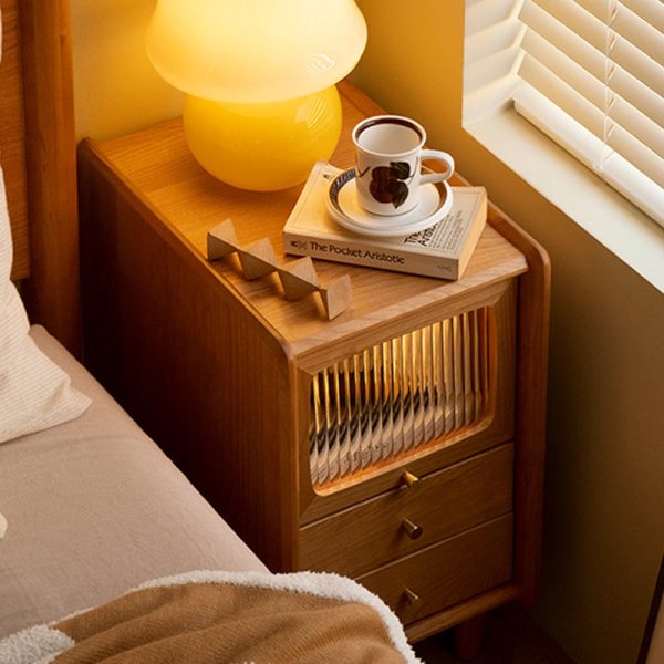 Contemporary Retro Cherry Wood Nightstand 1 - Cabinet For Bedroom - Image 14
