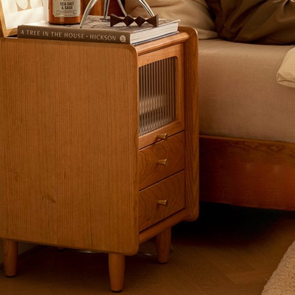 Contemporary Retro Cherry Wood Nightstand 1 - Cabinet For Bedroom - Image 18