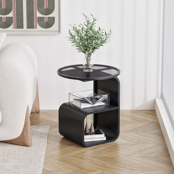 Modern Minimalist Round Square Base Glass Iron End Table 3-Tier For Living Room - Image 8
