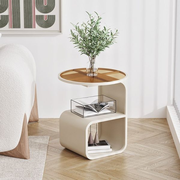 Modern Minimalist Round Square Base Glass Iron End Table 3-Tier For Living Room - Image 7