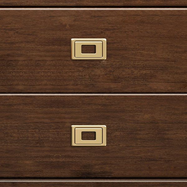 Traditional Chinese Square Cube Brass Walnut Nightstand 2 - Drawer For Bedroom - Image 7