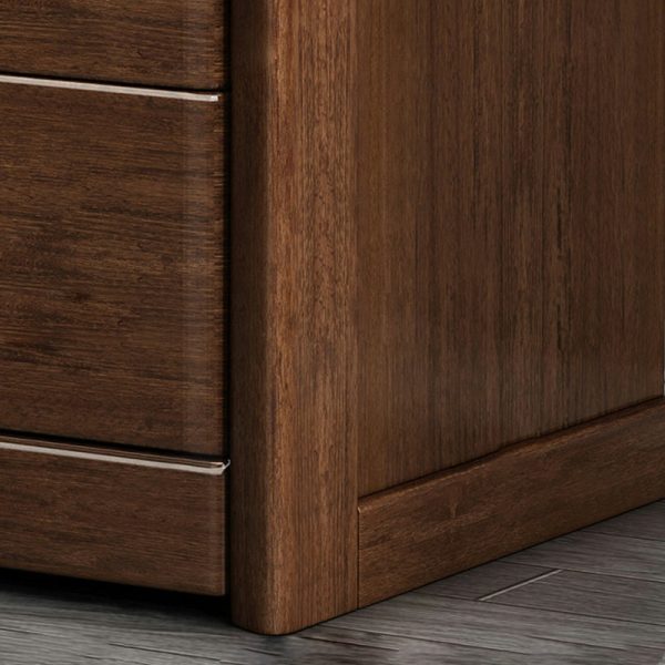 Traditional Chinese Square Cube Brass Walnut Nightstand 2 - Drawer For Bedroom - Image 8