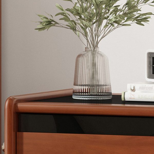 Contemporary Retro Square Cube Stainless Steel Solid Wood Nightstand 3 - Tier For Bedroom - Image 5