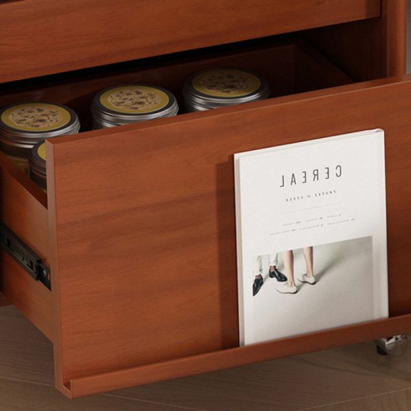 Contemporary Retro Square Cube Stainless Steel Solid Wood Nightstand 3 - Tier For Bedroom - Image 10