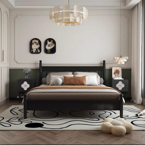 Contemporary Scandinavian Four Leaf Clover Solid Wood Nightstand 1 - Cabinet For Bedroom - Image 2