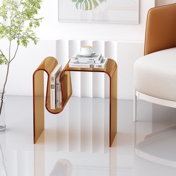 Modern Art Deco Geometry Transparent Full Acrylic Side Table 1 - Tier For Living Room - Image 16