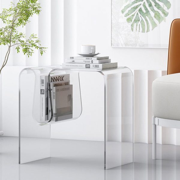 Modern Art Deco Geometry Transparent Full Acrylic Side Table 1 - Tier For Living Room - Image 11