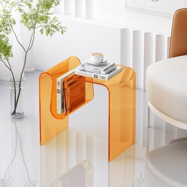 Modern Art Deco Geometry Transparent Full Acrylic Side Table 1 - Tier For Living Room - Image 9