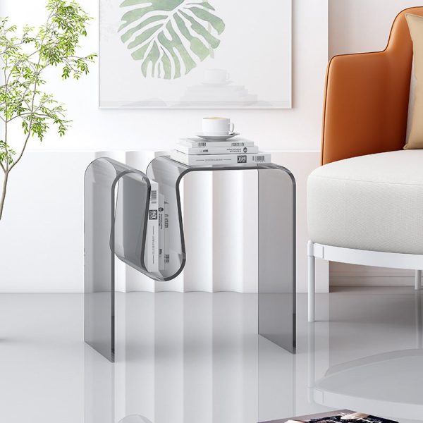 Modern Art Deco Geometry Transparent Full Acrylic Side Table 1 - Tier For Living Room - Image 10