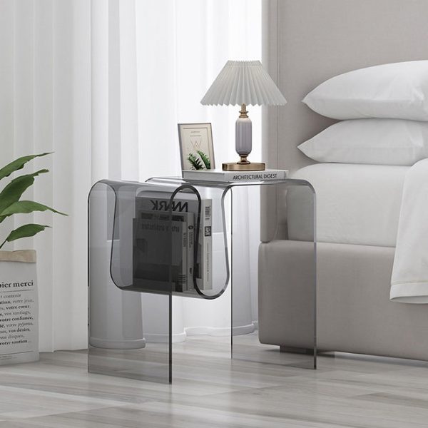 Modern Art Deco Geometry Transparent Full Acrylic Side Table 1 - Tier For Living Room - Image 6