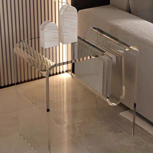 Modern Art Deco Geometry Transparent Full Acrylic Side Table 1 - Tier For Living Room - Image 15