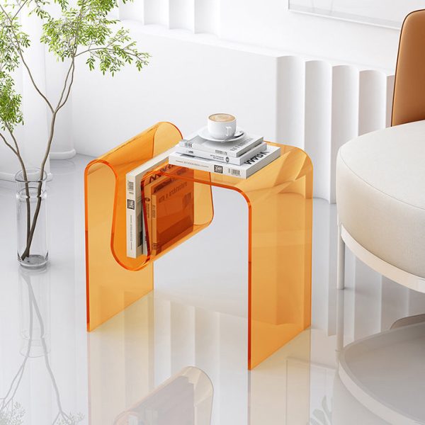 Modern Art Deco Geometry Transparent Full Acrylic Side Table 1 - Tier For Living Room - Image 12