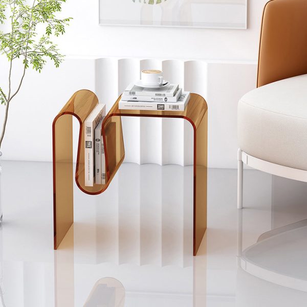 Modern Art Deco Geometry Transparent Full Acrylic Side Table 1 - Tier For Living Room - Image 14