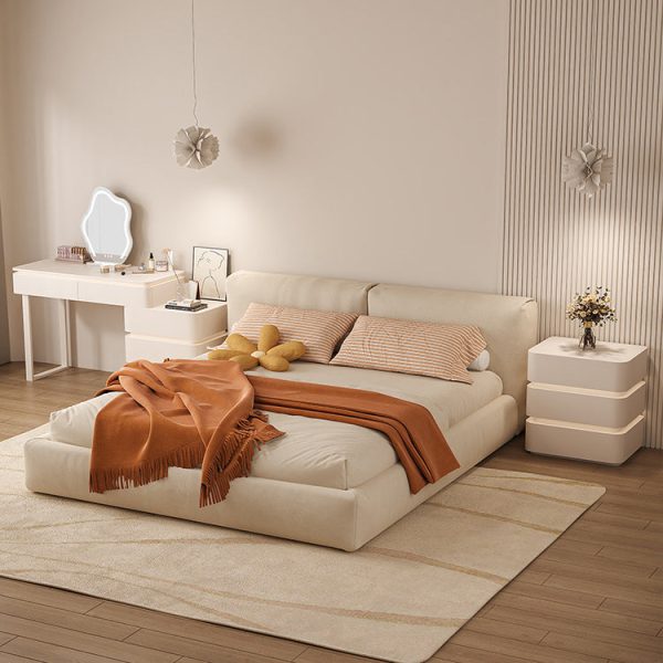 Modern Minimalist Square Cube Solid Wood Hardware Light Strip Nightstand 3 - Drawer For Bedroom - Image 15