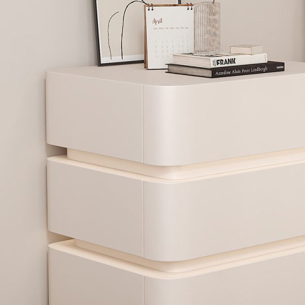 Modern Minimalist Square Cube Solid Wood Hardware Light Strip Nightstand 3 - Drawer For Bedroom - Image 7