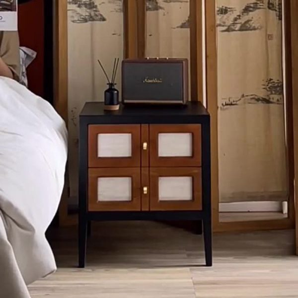 Traditional French Square Cube Solid Wood Nightstand 2 - Drawer For Bedroom - Image 7