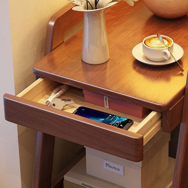 Contemporary Nordic Rectangle Wheels Solid Wood Side Table 2 - Tier For Living Room - Image 8