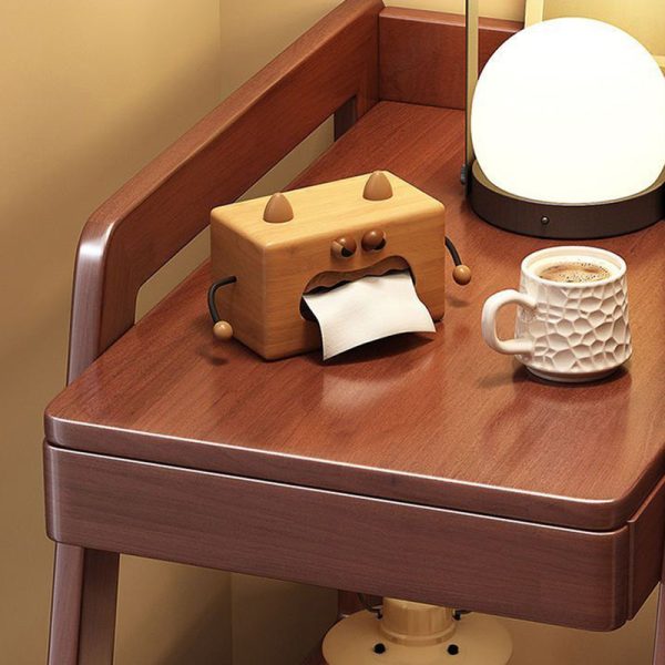 Contemporary Nordic Rectangle Wheels Solid Wood Side Table 2 - Tier For Living Room - Image 7