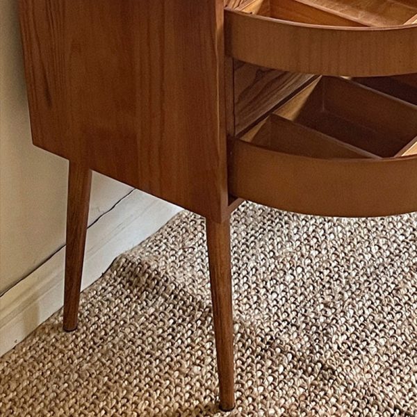 Contemporary Retro Square Semicircle Rotatable Jewelry Storage Red Oak Side Table 3 - Tier For Living Room - Image 10