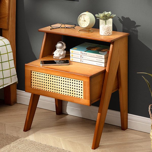 Contemporary Simplicity Rectangle Cube Composite Board ABS Bamboo Nightstand 1 - Drawer For Bedroom - Image 2