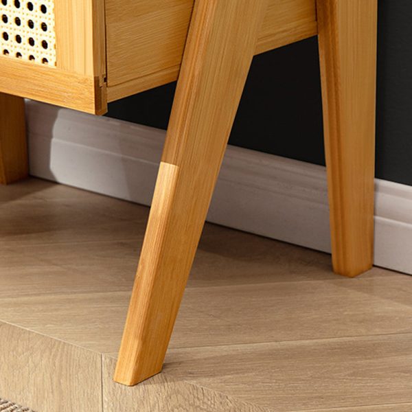 Contemporary Simplicity Rectangle Cube Composite Board ABS Bamboo Nightstand 1 - Drawer For Bedroom - Image 6
