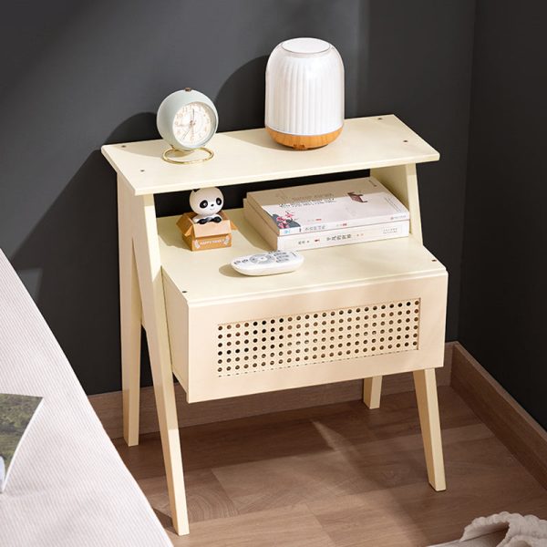 Contemporary Simplicity Rectangle Cube Composite Board ABS Bamboo Nightstand 1 - Drawer For Bedroom - Image 16