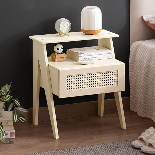 Contemporary Simplicity Rectangle Cube Composite Board ABS Bamboo Nightstand 1 - Drawer For Bedroom - Image 18