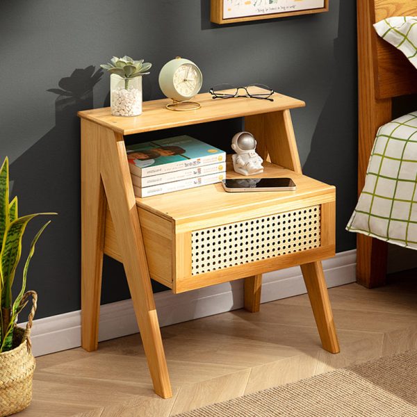 Contemporary Simplicity Rectangle Cube Composite Board ABS Bamboo Nightstand 1 - Drawer For Bedroom - Image 13
