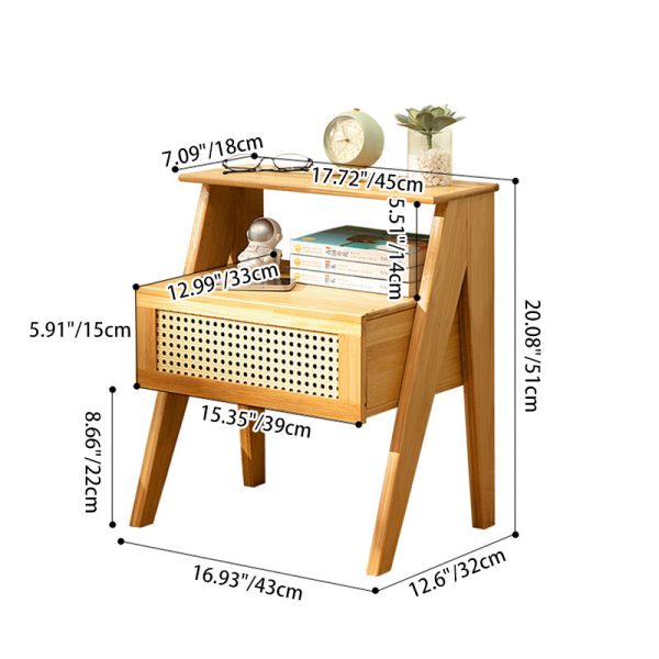 Contemporary Simplicity Rectangle Cube Composite Board ABS Bamboo Nightstand 1 - Drawer For Bedroom - Image 4