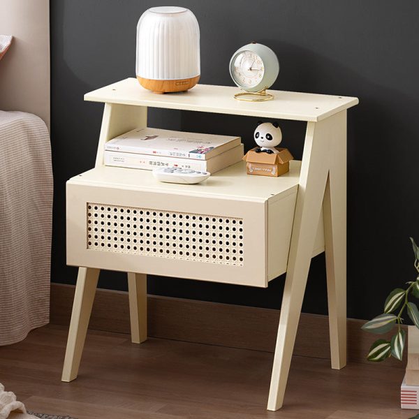 Contemporary Simplicity Rectangle Cube Composite Board ABS Bamboo Nightstand 1 - Drawer For Bedroom - Image 12