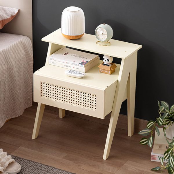 Contemporary Simplicity Rectangle Cube Composite Board ABS Bamboo Nightstand 1 - Drawer For Bedroom - Image 3