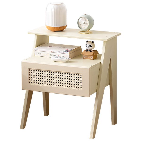 Contemporary Simplicity Rectangle Cube Composite Board ABS Bamboo Nightstand 1 - Drawer For Bedroom - Image 19
