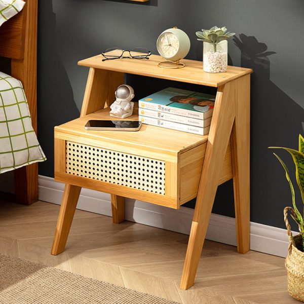 Contemporary Simplicity Rectangle Cube Composite Board ABS Bamboo Nightstand 1 - Drawer For Bedroom - Image 10