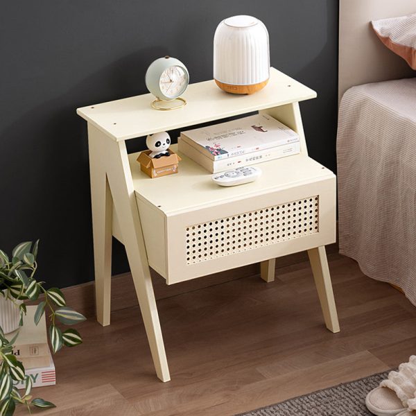 Contemporary Simplicity Rectangle Cube Composite Board ABS Bamboo Nightstand 1 - Drawer For Bedroom - Image 15