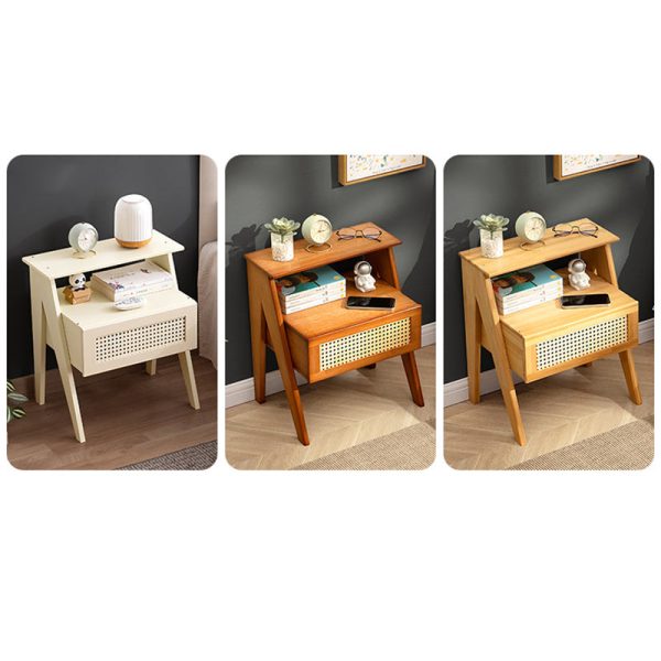 Contemporary Simplicity Rectangle Cube Composite Board ABS Bamboo Nightstand 1 - Drawer For Bedroom - Image 20