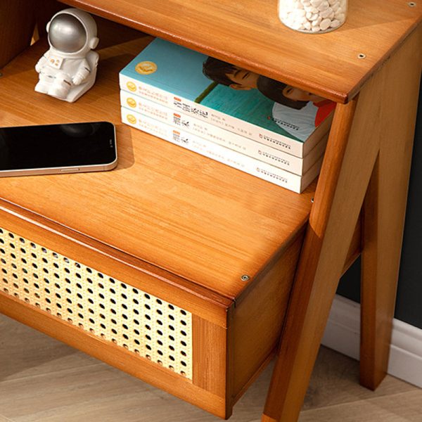 Contemporary Simplicity Rectangle Cube Composite Board ABS Bamboo Nightstand 1 - Drawer For Bedroom - Image 5