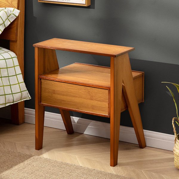 Contemporary Simplicity Rectangle Cube Composite Board ABS Bamboo Nightstand 1 - Drawer For Bedroom - Image 8