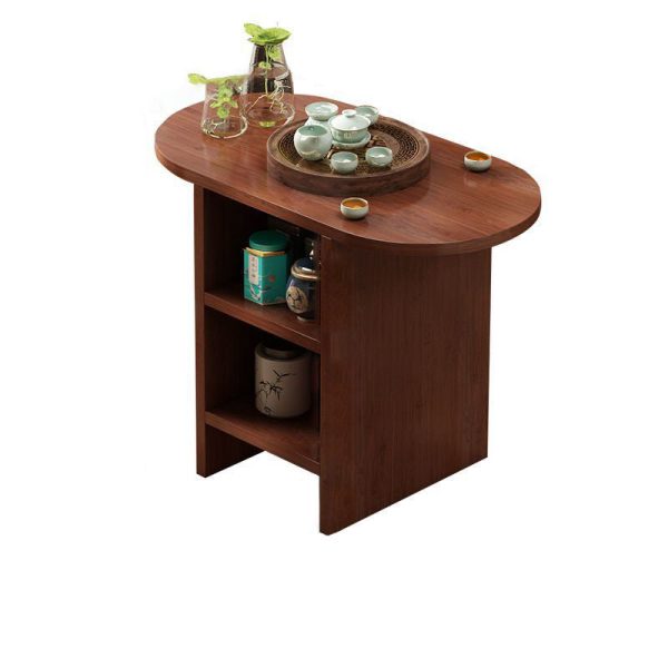 Traditional Japanese Semicircular Rectangle Solid Wood Side Table 3 - Tier For Living Room - Image 12