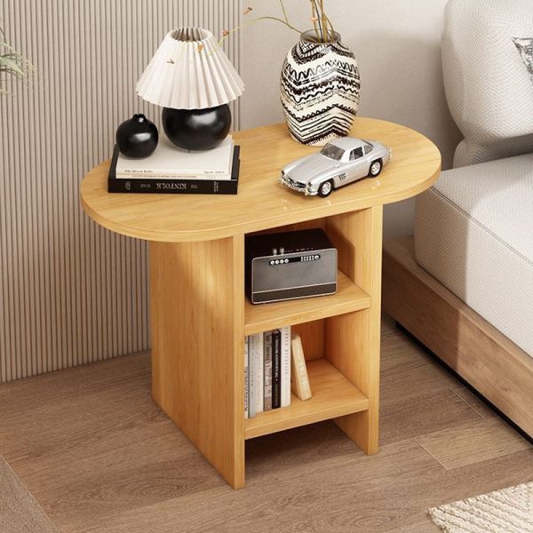 Traditional Japanese Semicircular Rectangle Solid Wood Side Table 3 - Tier For Living Room - Image 11