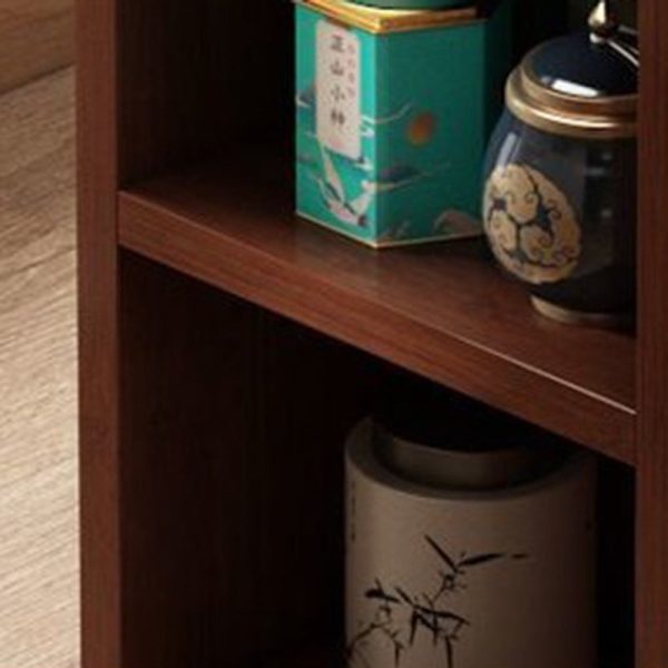 Traditional Japanese Semicircular Rectangle Solid Wood Side Table 3 - Tier For Living Room - Image 5