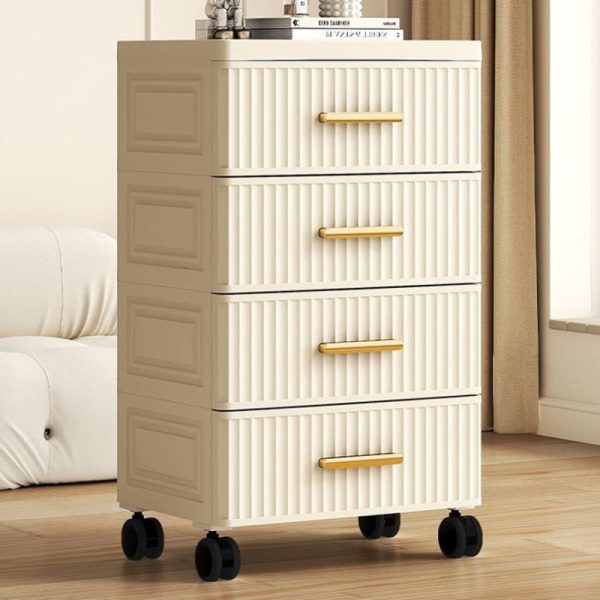 Contemporary Nordic Cream Rectangular Cube PP Side Table 3/4/5 - Drawer For Living Room - Image 12